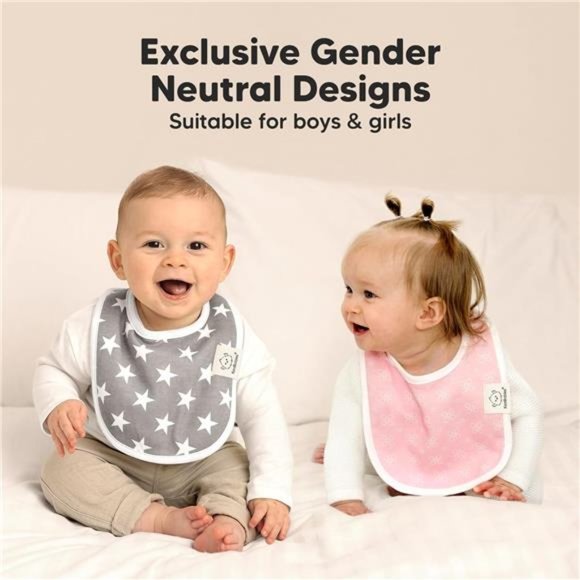 8-Pack Organic Baby Bibs for Girls & Boys - Teething Baby Bib, Baby Boy Bibs - Picture 6 of 7